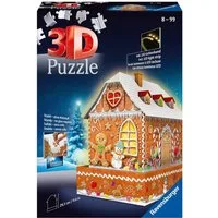 Ravensburger 3D-Puzzle Lebkuchenhaus bei Nacht, 216 Puzzleteile, inkl. LED-Lichterband, Made in Europe