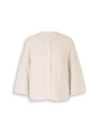 Tom Tailor - Loose Fit Cardigan mit 3/4-Arm white beige structure - Gr. - S
