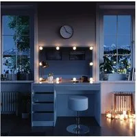 Vicco Schminktisch Sherry, Weiß, 120 cm mit LED Beleuchtung und Hocker (3-St)