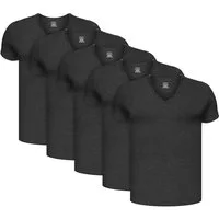 BRUBAKER Unterziehshirt Herren Unterhemd mit V-Neck - Kurzarm Shirt (Set, 5-St., 5er-Pack) Extra langes V-Ausschnitt T-Shirt aus Baumwolle Regular Fit, nahtlos