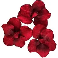 Kunstblume Seiden-Blüten Orchideen rot auf Metall-Clip - 3erSet (Orchidaceae), 2474U, Höhe 10 cm, künstlich, naturgetreu, täuschend echt