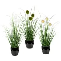 Kunstgras Grasbusch, naturgetreue Kunstpflanze, 35cm hoch, OTTO home, Höhe 35 cm, im 3 teiligen Set, mit Übertopf wahlweise in schwarz oder weiß