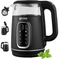 ecosa Wasserkocher EO-697, 1.7 l, 2200 W, Großes digitales Farb-Touchdisplay mit Sensortasten