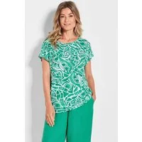 GOLDNER Print-Shirt Kurzgröße: Damen Oberteil Ethnoprint Kurzarm Halbarm Jerseyshirt mit Allover-Print, figurumspielend, weich