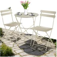 tectake Essgruppe Bistrotisch Set, (Set., 3-tlg), Solides, pulverbeschichtetes Stahlgestell – langlebig & robust