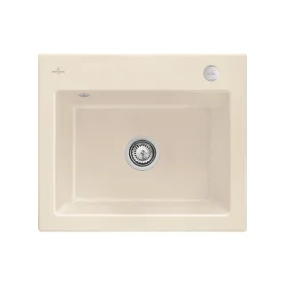Villeroy und Boch Subway 60 S Einbauspüle 330902FU mit Ablaufgarnitur, Excenterbetätigung, 600 x 510 mm, ivory CeramicPlus