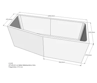 Neuesbad Wannenträger für Bette Bambino 157x65 Fußende li SW12039