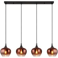 GLOBO LIGHTING Hängeleuchte, Leuchtmittel nicht inklusive, Pendellampe Esszimmerleuchte 4 Flammig kupferfarben Glas E27 H 120 cm