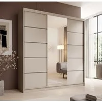 MOEBLO Schiebetürenschrank Lumis 200 (Moderner Kleiderschrank mit Spiegel für Schlafzimmer und Ankleidezimmer, 3 Schiebetüren, 11 Einlegeböden, stabile Kleiderstange, Schwebetürenschrank Schrank Garderobe Schiebtüren Schlafzimmer, Wohnzimmerschrank m