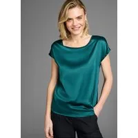 Laura Scott Shirtbluse mit Satin-Vorderteil und hochflexiblen Jersey-Rücken lockere Passfrom, zeitlos & gut zu kombinieren