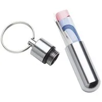Goods+Gadgets Pillendose Mini Aluminium Pillendose Wasserdichte Reise Kapsel Schlüsselanhänger (Schlüsselanhänger, Metall-Kapsel), 52 mm lang