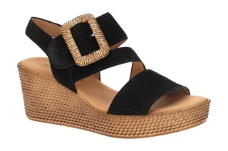 Gabor Damen Sandalette 84.771 in Schwarz - schwarz, Keilabsatz 4,5cm