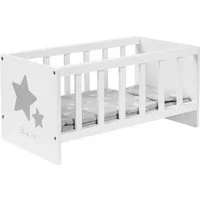 ELLA & PIET® Puppenbett SLEEPY mit Sternchen aus Holz (Weiß-Grau), Holzpuppenbett