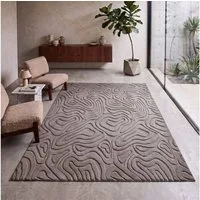 Carpetilla Teppich Waschbarer Teppich– Modern & Weich für Wohnzimmer, Schlafzimmer, Rechteckig, Teppich Wohnzimmer 3D effekt Boho Einfarbig hoch-tief Bordüre Waschbar