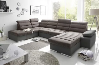 Couchgarnitur PASCARA U-Form mit Schlaffunktion-Schwarz /Otto.. Rechts