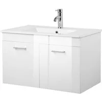 welltime Waschtisch Florenz, Breite 60cm, 2 Tür, 2 Fächer, MDF-Front (Set, Waschtisch inklusive Waschbecken), Waschplatz mit 2 Türen,in verschiedenen Farben erhältlich, Badmöbel