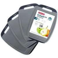 NEOFLAM® Schneidebrett BiJu Antibakterielles Frühstücksbrettchen Set, 4tlg. - Grau/Schwarz, Kunststoff (PP), (4-St)