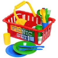 Dohany Spielgeschirr Picknickkorb Spielzeug Set 21-tlg. mit Geschirr, (Set)