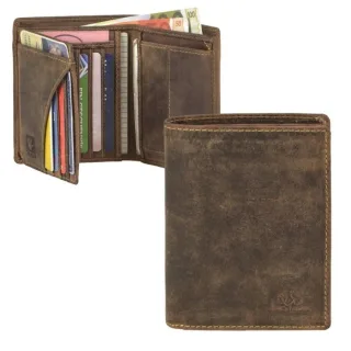 Greenburry Geldbörse Herren mit RFID-Schutz Leder antikbraun 9x12cm | Vintage Geldbeutel Hochformat 1701-RFID-25