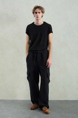 Harem-Hose mit Struktur und weitem Bein