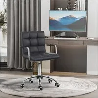 HOMCOM Bürostuhl Homeoffice Stuhl Schreibtischstuhl aus Kunstleder höhenverstellbar (Arbeitsstuhl, 1 St), Schwarz 52,5 cm x 54 cm x 84-99 cm