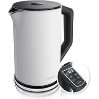 Arendo Wasserkocher Doppelwand, Edelstahl, Temperatureinstellung 40°–100°C mit Anzeige, 1,5 l, 2200 W, in 5 °C-Schritten einstellbar, Teekocher mit Temperaturanzeige
