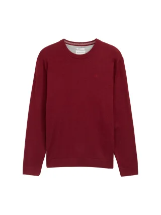 Tom Tailor - Basic Strickpullover aus Baumwolle dark samba red melange - Gr. - XXXL
