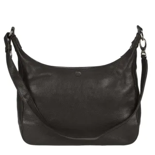 Umhängetasche verstellbarer Schultergurt Leder schwarz 37x36cm | Sonnenleder Valencia Damen. Elegante Handtasche für einen organisierten Auftritt.