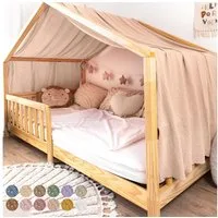 lilimaus Betthimmel Single Hausbett Himmel Gold aus 100% Baumwolle - 12 Farben (1-tlg), Musselin Betthimmel Goldsterne für einseitiges Hausbett
