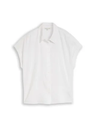 Tom Tailor - Loose Fit Bluse mit Leinenanteil weiß - Gr. - 38