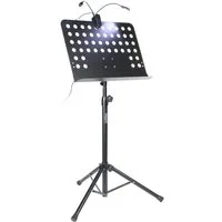 MUSIC STORE Notenpult, (Notenständer-Set Höhe verstellbar 650-1250mm Stahl Schwarz 3.8kg inklusive LED FlexLight, Stative & Halter, Notenständer), Notenständer, höhenverstellbar, LED FlexLight