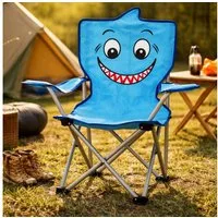 Koopman Faltstuhl Kinderstuhl Gartenstuhl Campingstuhl 60x57x32cm Polyester (Stück, 1 St), Hai, Tiermotiv, inkl. Tragetasche, für Kinder, max. 50kg