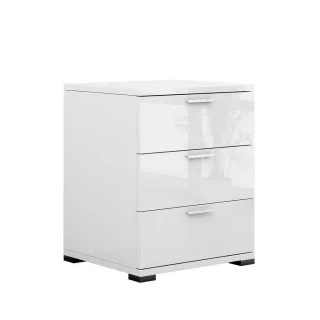 Vicco Nachttisch, Weiß Hochglanz, Holzwerkstoff, 3 Fächer, 3 Schubladen, Rechteckig,Rechteckig, 46.2x60x42 cm, Schlafzimmer, Nachttische