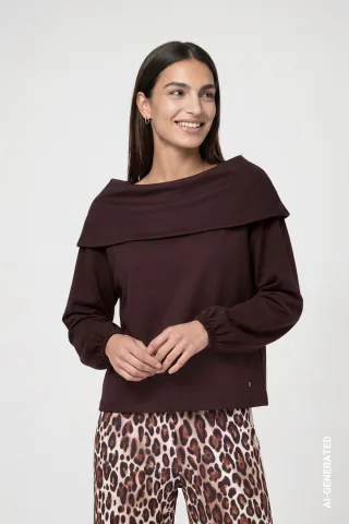 monari - Pullover mit Carmen-Ausschnitt black coffee - Gr. - 34