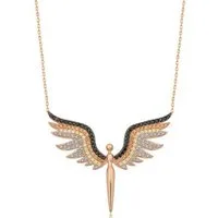 Einzelstück Kette mit Anhänger Schutzengel Halskette 925 Sterling Silber I 14K vergoldet Kette Engel