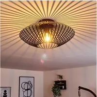 hofstein Deckenleuchte »Pieris« Deckenlampe aus Metall in Schwarz, ohne Leuchtmittel, E27, Leuchte m. Gitter u. Lichteffekt an der Decke