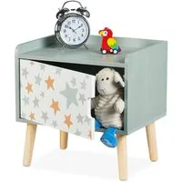 relaxdays Nachttisch für Kinder mit Staufach (1-St), B
