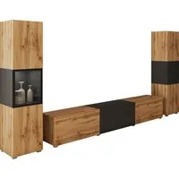 Home affaire Wohnwand BERLIN III, Vitrine Türschlag links/rechts wechselbar, (Komplett-Set, 3-St), moderne grifflose Mediawand Breite 260 cm, Vitrine mit Verglasung