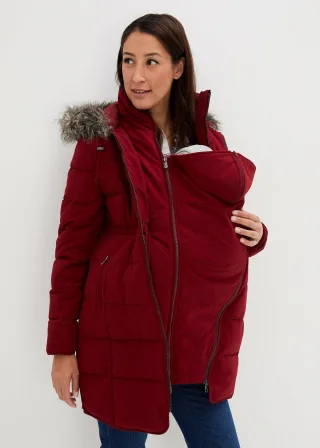 bonprix 3-in-1 warm wattierte Umstands- und Tragejacke, rot, Gr.40, Wattierte Schwangerschaftsjacke für die Schwangerschaft und danach