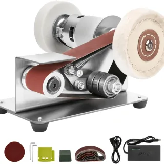 Mini Electric Belt Sander Belt Grinder Electric Knife Sharpener 7 Adjustable Speed for Knife Making Woodworking Metal Cu