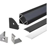 ENERGMiX Profil 1m schwarzer Alu Profile Alu Schiene LED Kanal System für LED-Streifen, Aluprofil Schwarz für LED Strip
