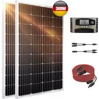 Rhein Beleuchtung Solarmodul 300W 12V Solaranlage Komplettset mit Solarpanel - Monokristallin, 300 W, Monokristallin, (Set, 1-St., Solarmodule für Garten/Haus/Camping - Einfache Montage), IP65 + MPPT Regler - Ideal für Wohnmobil Komplettset