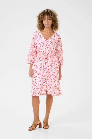Kleid A-shape pink white