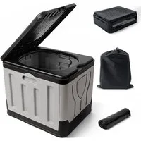 Huracan Campingtoilette Faltbare, Tragbare Mobile Toilette bis 100 kg Belastbarkeit, (Kompakte Reise-WC mit Aufbewahrungstasche, und Müllbeuteln), geeignet für Camping, Outdoor, Angeln, Strand, Auto und Notfälle