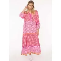 Zwillingsherz Maxikleid "Dreams" mit Mustermix, Knopfleiste und 3/4 Arm