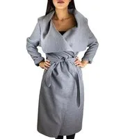 Worldclassca Langmantel Worldclassca Damen langer Mantel Gürtel Wasserfall-Schnitt Abendmode