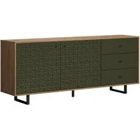 trendteam Lowboard Sideboard Sentra, Kommode Anrichte TV-Schrank Wohnzimmer Grün/Eiche 183x75x40cm