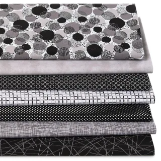 Patchwork- und Quiltpaket "Dots & Stripes", schwarz/weiß/grau