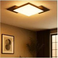 EGLO LED Deckenleuchte, LED-Leuchtmittel fest verbaut, Warmweiß, Deckenlampe Flurleuchte Deckenleuchte LED Holzoptik MDF schwarz