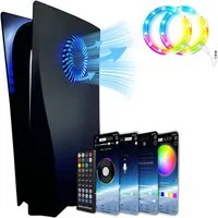 TUWENA Playstation-Halterung PS5 Faceplate mit LED-Lichtring für PlayStation 5 Disc Edition, (Konsole Seitenplatten mit Kühlung Öffnungen)